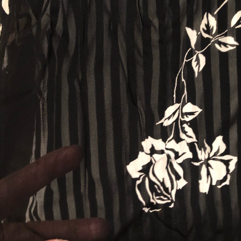 Style&Co 2 layers Rose Floral Striped Black and White Maxi Slit Dress size 16 - Picture 2 of 9